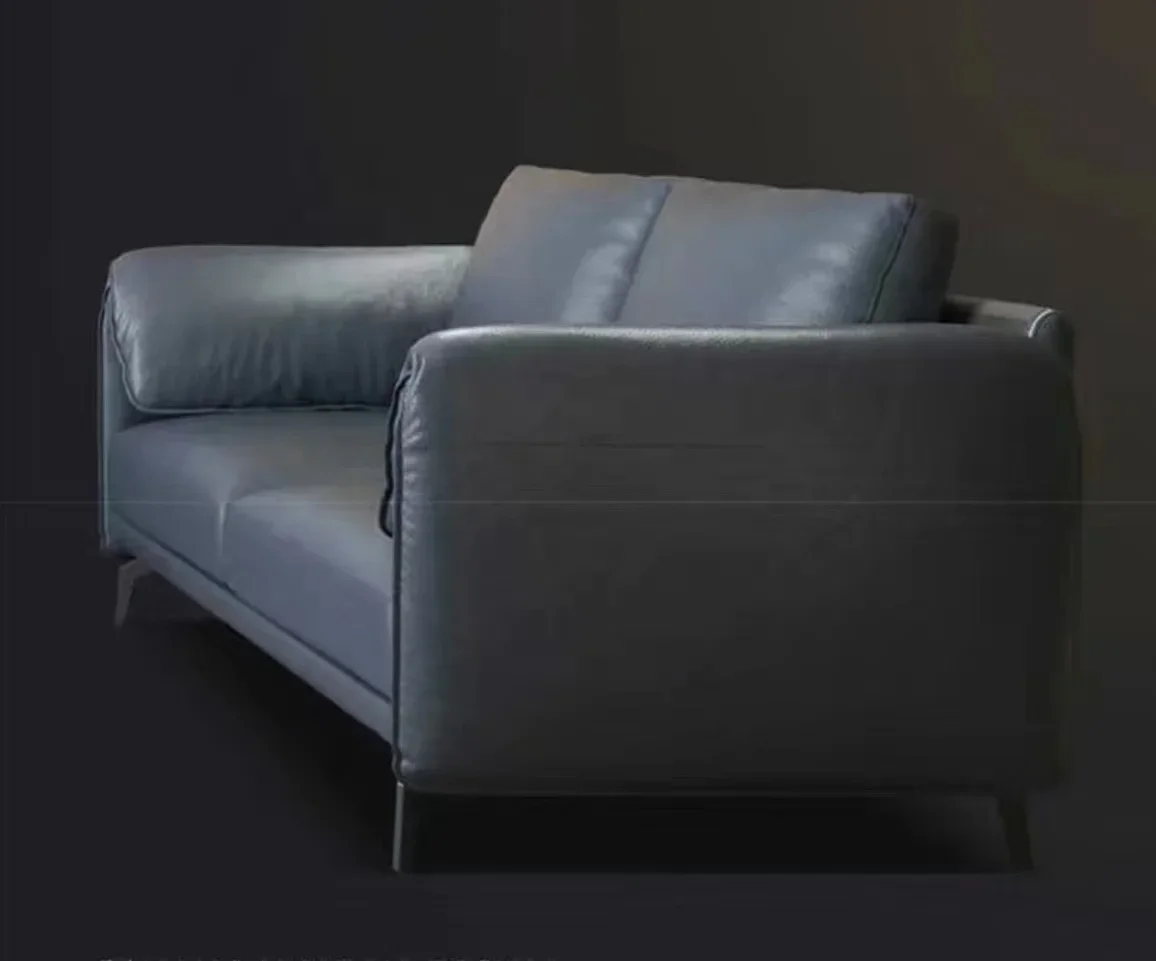 Italian Leather Recliner Sofa 3 Seater Living Room Sofa Small Apartment Living Room Furniture Simple Modern Feather