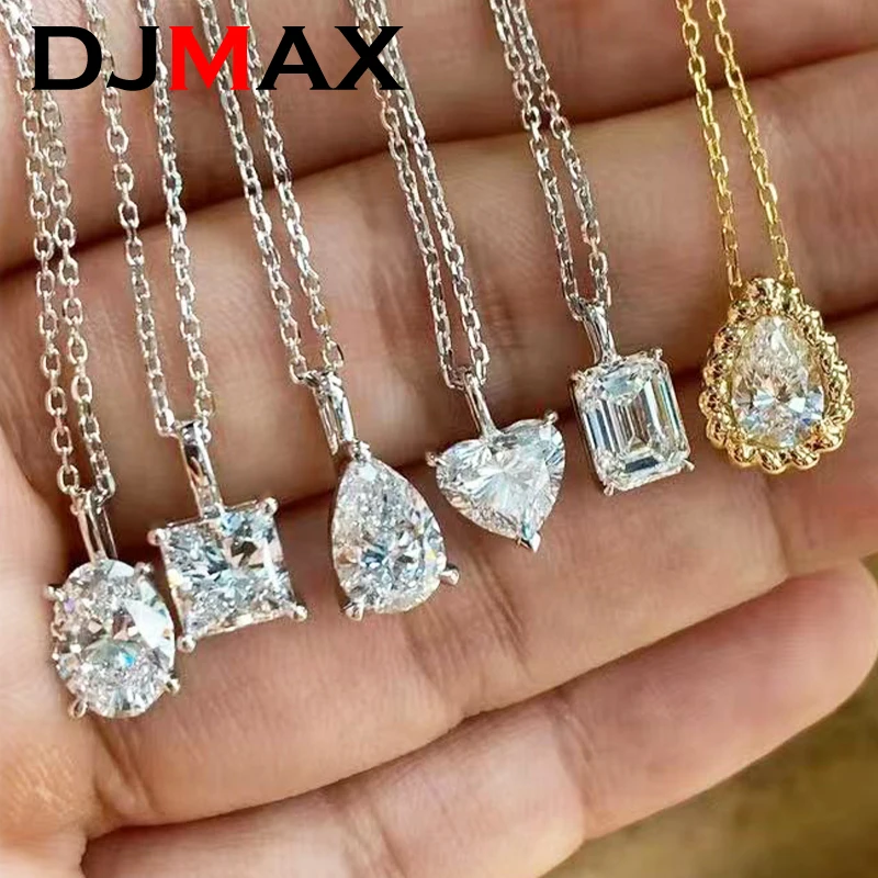 

DJMAX Heart Oval Moissanite Necklace 925 Sterling Silver Chains Stylish and Elegant Women's Moissanite Diamond Necklace