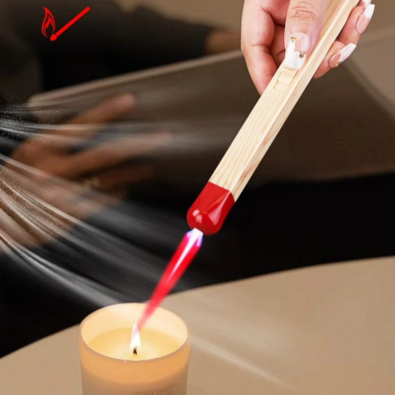 

Long Matchstick Style Lighter Windproof Butane Torch Inflatable Lighter Household Aromatherapy Kitchen Gadget Daily Necessities