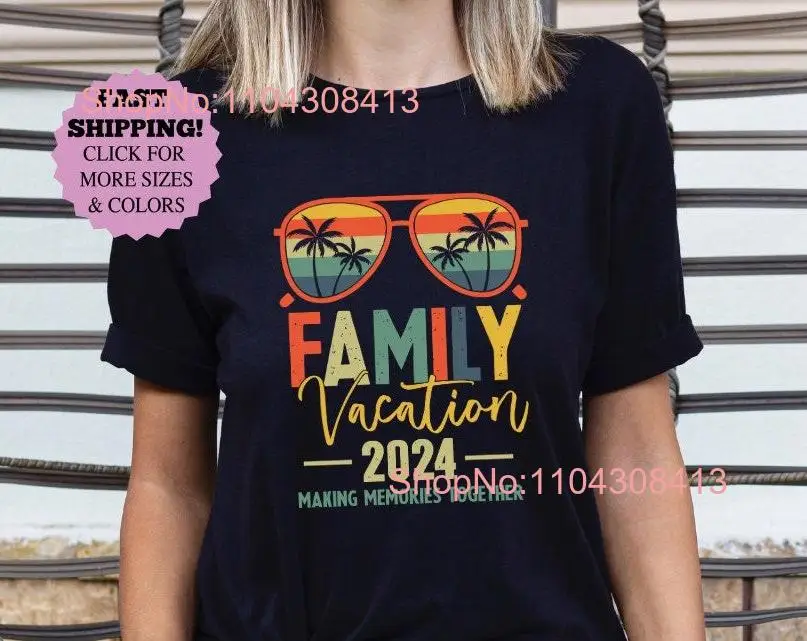 Family Vacation 2024 T Shirt Retro Summer sweaT Trip Sunset glasses Holiday Cruise  long or short sleeves