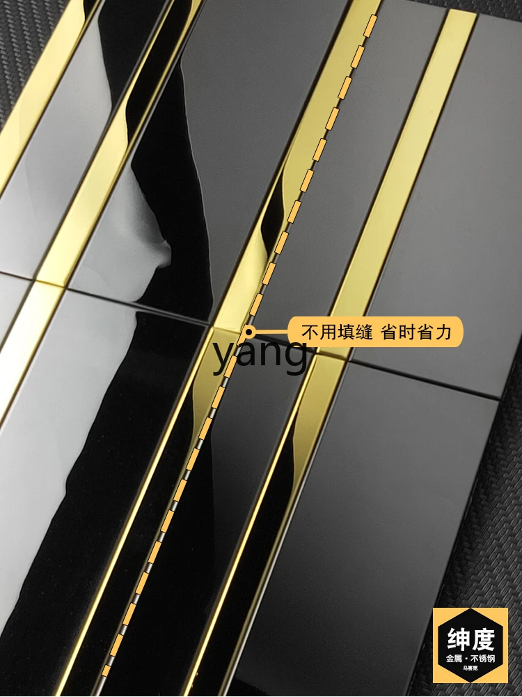 LTT Long Brick Stainless Steel Mosaic Tile Restaurant Background Wall Pillar Metal Wall Tile