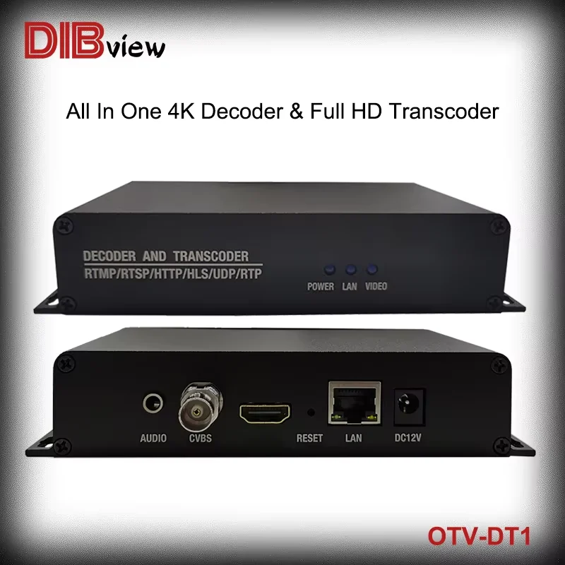 Dibview SRT H265 H264 Professional Video IPTV Live Streaming Media Decoder 4K 60fps decoder and Transcoder