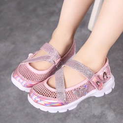 Summer Brand Non-slip Beach Shoes Children Sandals Girls Casual Shoes Kids Flowers Princess Flat Shoes Size 26-36