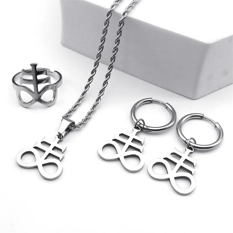 Women's Stainless Steel Satan Cross Jewelry Set