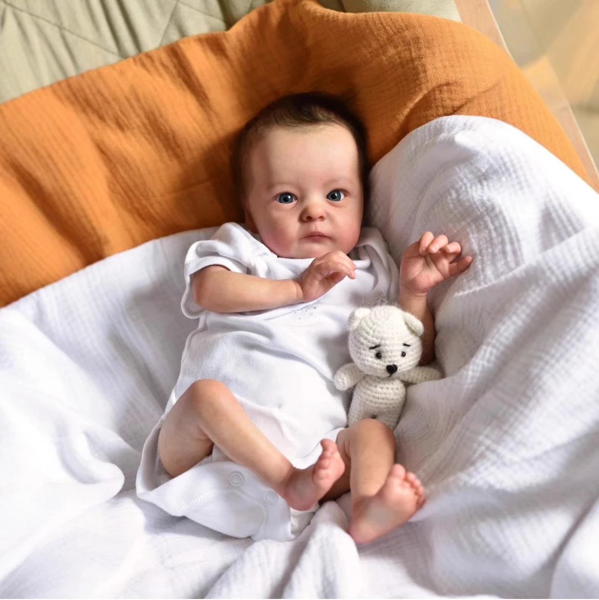 16" lebensechte wiedergeborene Babypuppe, ultra-realistisches Sammlerstück in Neugeborengröße mit handbemalter 3D-Hautstruktur