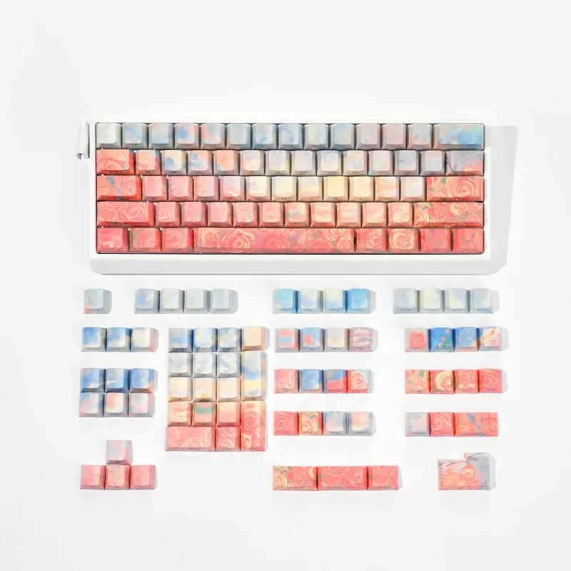 Rose Coast (Boxed) Keycaps Side Engraved Translucent Personalized PBT Five-Sided Thermal Sublimation Original Customized Factory