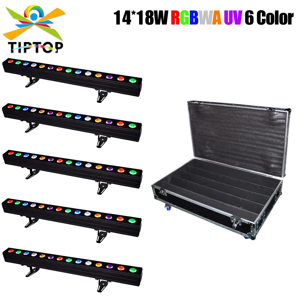 

Road Case 5in1 Pack 14x18W Architectural LED Wall Washer Light RGBWPA Guangzhou Professional Led Stage Light Memory Function