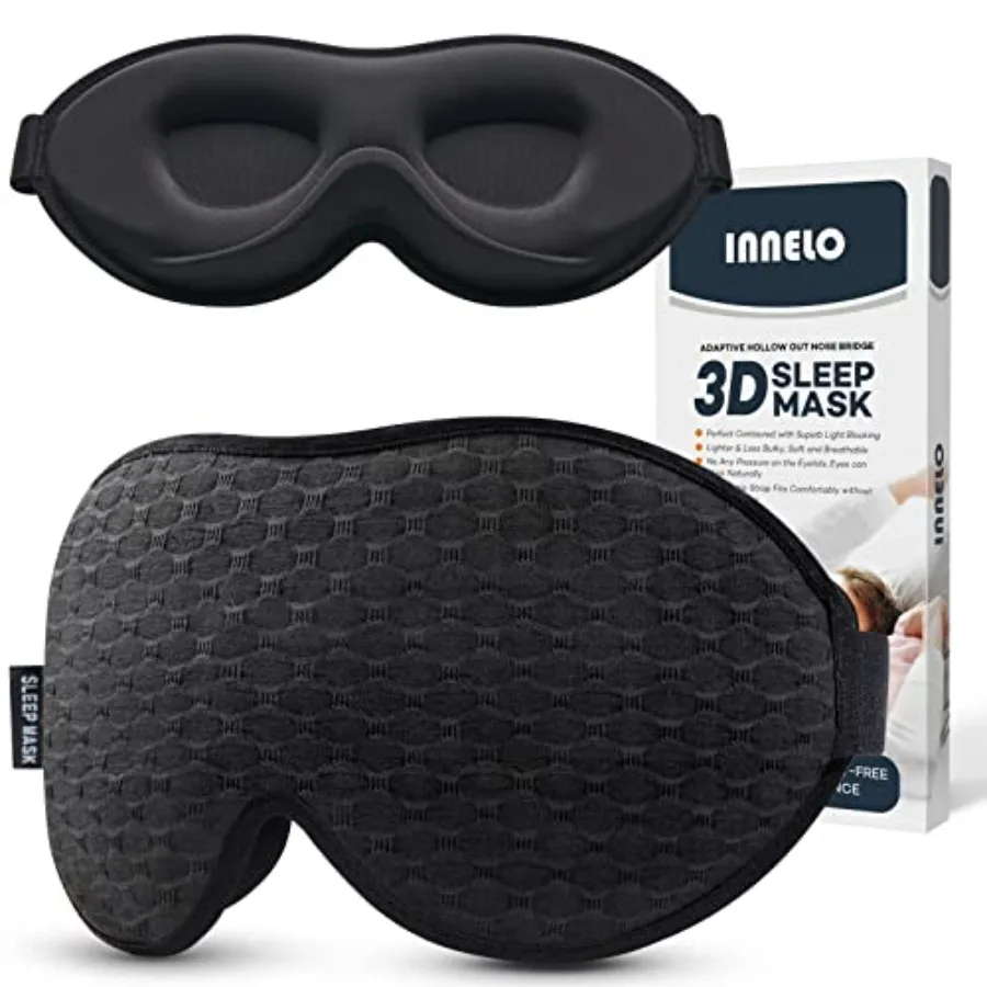 

Sleep Mask for Side Sleeper, Eye Mask Sleeping Women Men, 100% Light Blocking 3D Contoured Cup Sleeping Mask Soft No Eye Pressu