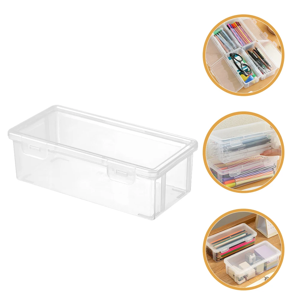 

4 Pcs Stationery Box Pencil Case Marker Holder Transparent Pp Nail Polish Organizer