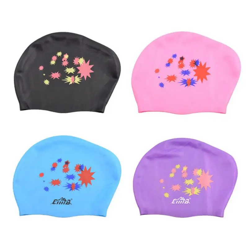 Size 18.5 24cm Diving Helmet Ergonomically Designed Swimming Accessories Printed Fabric Swimming Odorless Swimming Caps