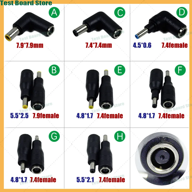 

1Pce laptop power adapter 7.9 female to 5.5 * 2.5mm 7.4 female to 4.8 * 1.7mm 4.5 * 6mm elbow straight head power adapter