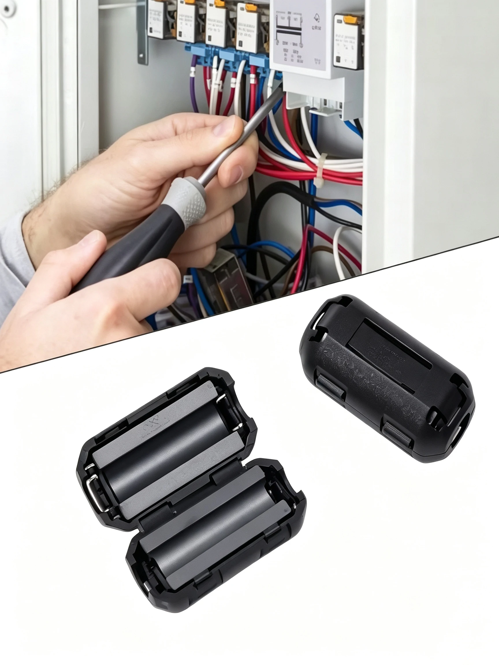 2Pcs 5mm Clip-On Ferrite Core RFI EMI Noise Suppressor Filter Cable Clamp for USB Audio Video Power Cord