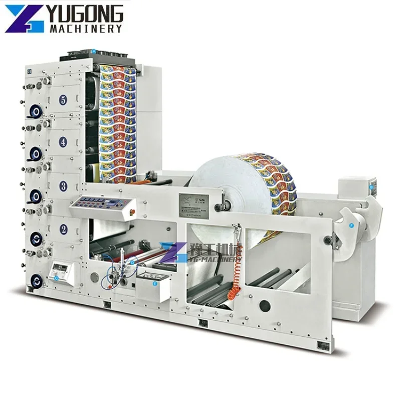 Automatic Self-Adhesive Label Flexograpic 5 Colors Flexographic Printer Paper Flexo Printing Machines for Paper Cup