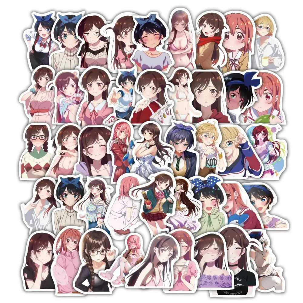 

10/30/50/120pcs Cute Rent-a-Girlfriend Cartoon Stickers Kawaii Anime Girl Decals Water Bottle Phone Diary Graffiti Sticker Pack