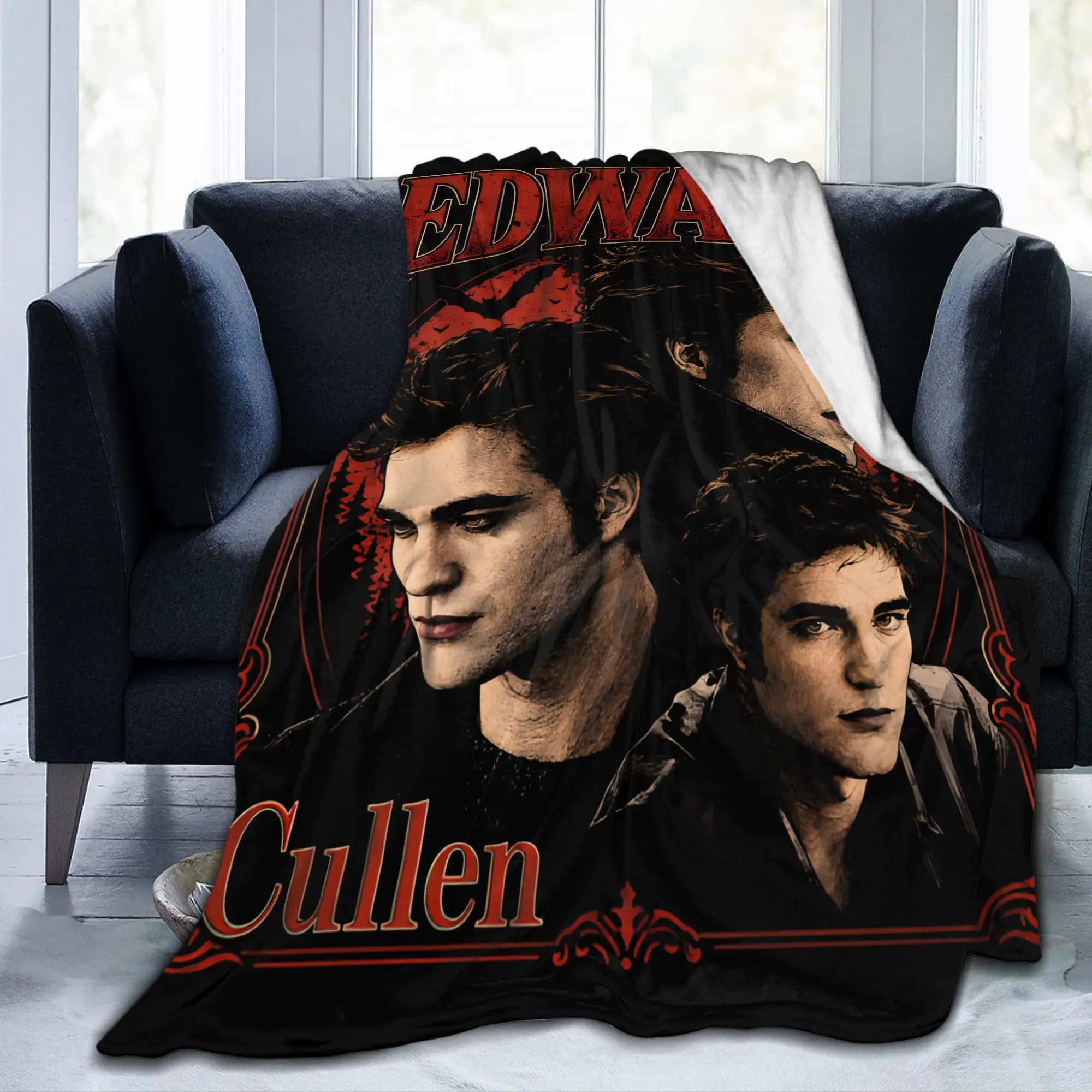 Twilights Vampire Edward Cullen Knitted Blankets Romance Movie Plush Bedding Throw Blanket Bed Sofa Lightweight Gift Breathable