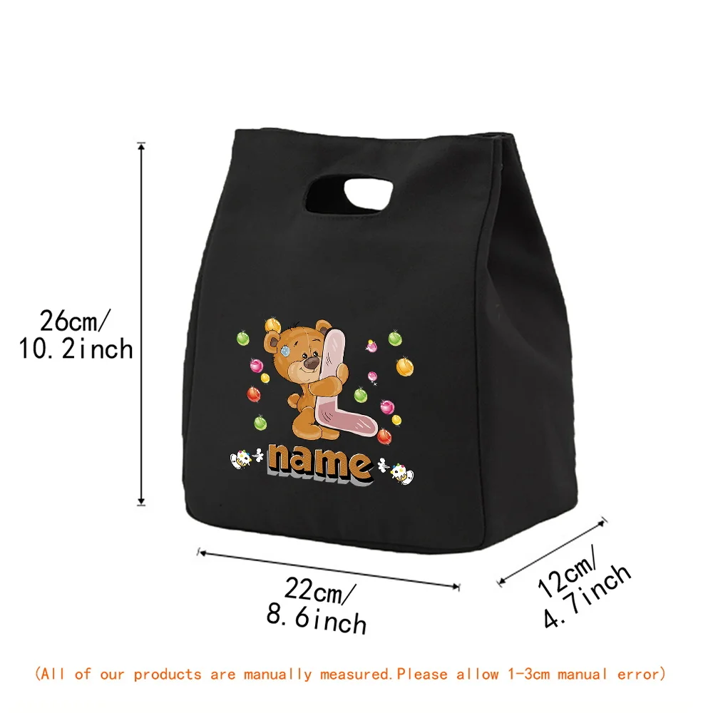 Customized Name Lunch Bag Large Capacity Food Storage Portable Bags Picnic Food Pouch Simple Practical Office Bento Pouch