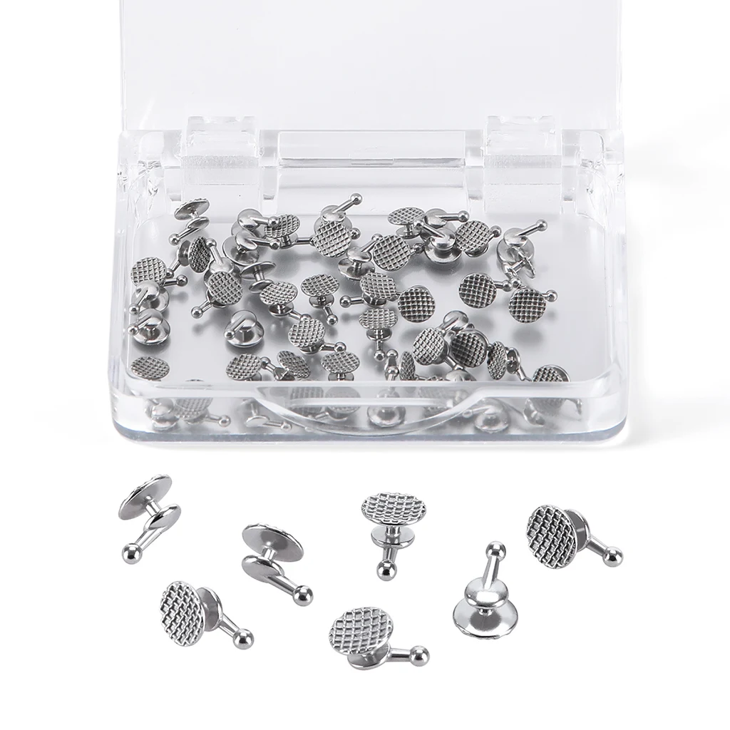 50 Stück/Box AZDENT Dental-Kieferorthopädische Lingual-Knöpfe mit Loch, klebbare runde Basis, Zahnmedizinmaterial aus Edelstahl – Detail 15