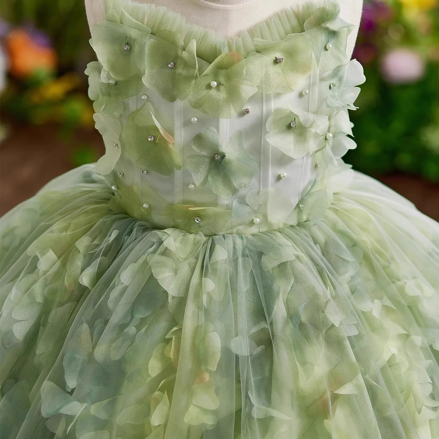 فستان سهرة للفتيات على شكل زهرة الغابة وحفلات أعياد الميلاد فساتين الأميرات للأطفال أزياء رسمية أنيقة فساتين بدون أكمام