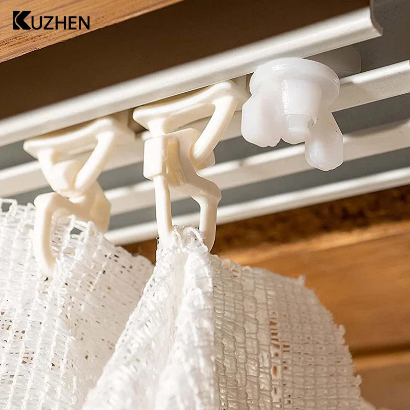 Set Of 20Pcs White Plastic Curtain Track Stoppers Easy Installation Drapery Rails Sliding Gliders Curtain Fasteners