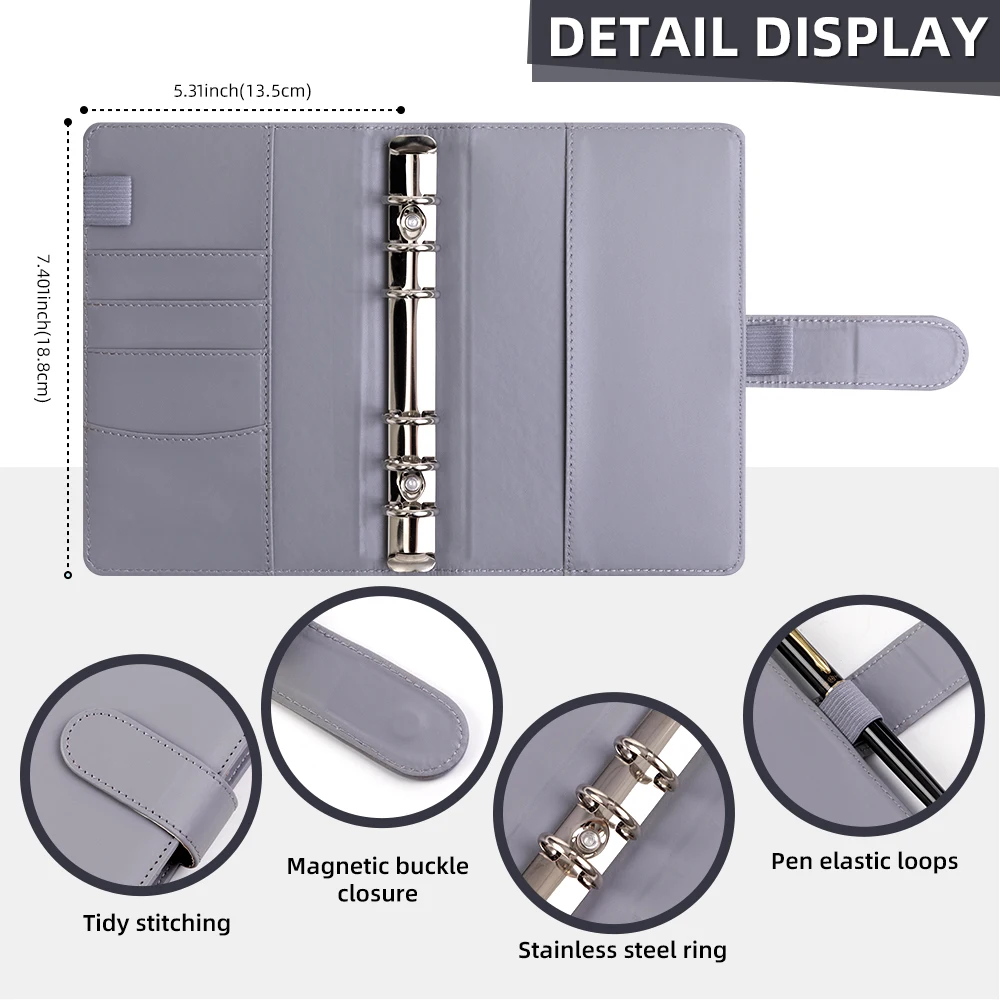 Бюджетный планировщик из искусственной кожи с конвертами для наличных денег и страницами план. Цветной блокнот с карманами для переплета формата А6 на молнии и бумагами для этикеток.