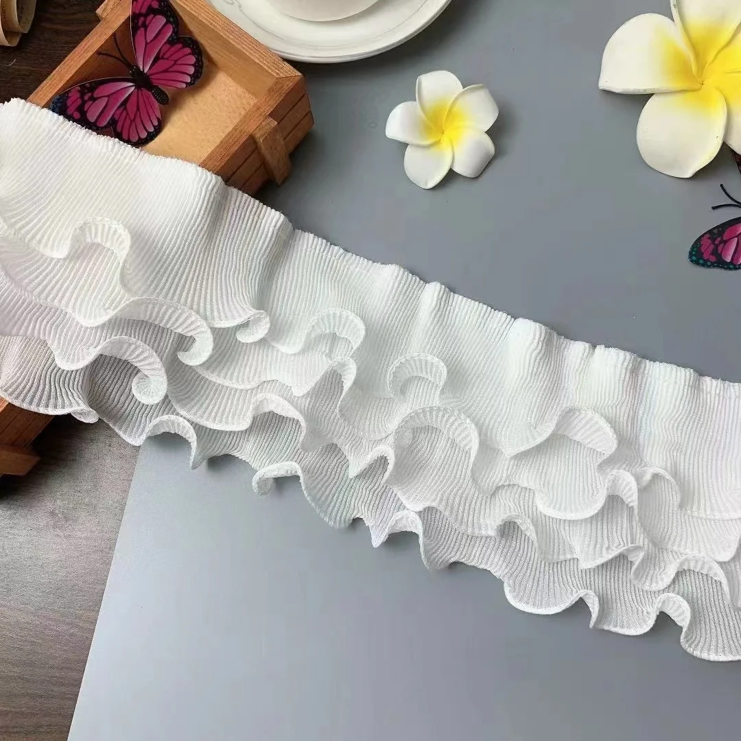 11CM Wide Modern Embroidery Diy Four-layer Chiffon Pleated Ruffled Lace Accessories Ribbon Collar Curtain Skirt Hem Decoration