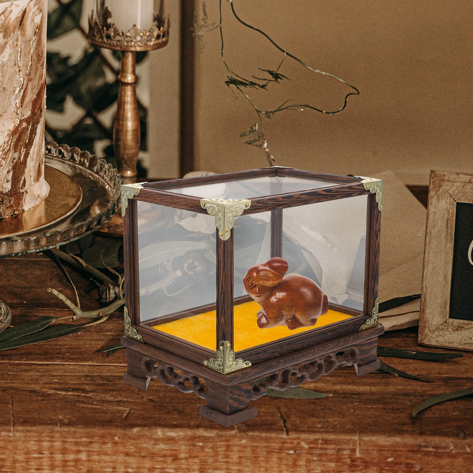 

Buddha Dustproof Display Box Multi-Function Desktop Storage Case Vase Showing Case Home Ornament Organizer Desktop Display Box