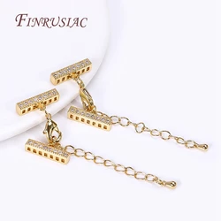 DIY Multi-Strand Beading Jewelry Making Supplies,18K Gold Plated Lobster Clasp Extension Chain With Cuboid Separator Spacer Bars
