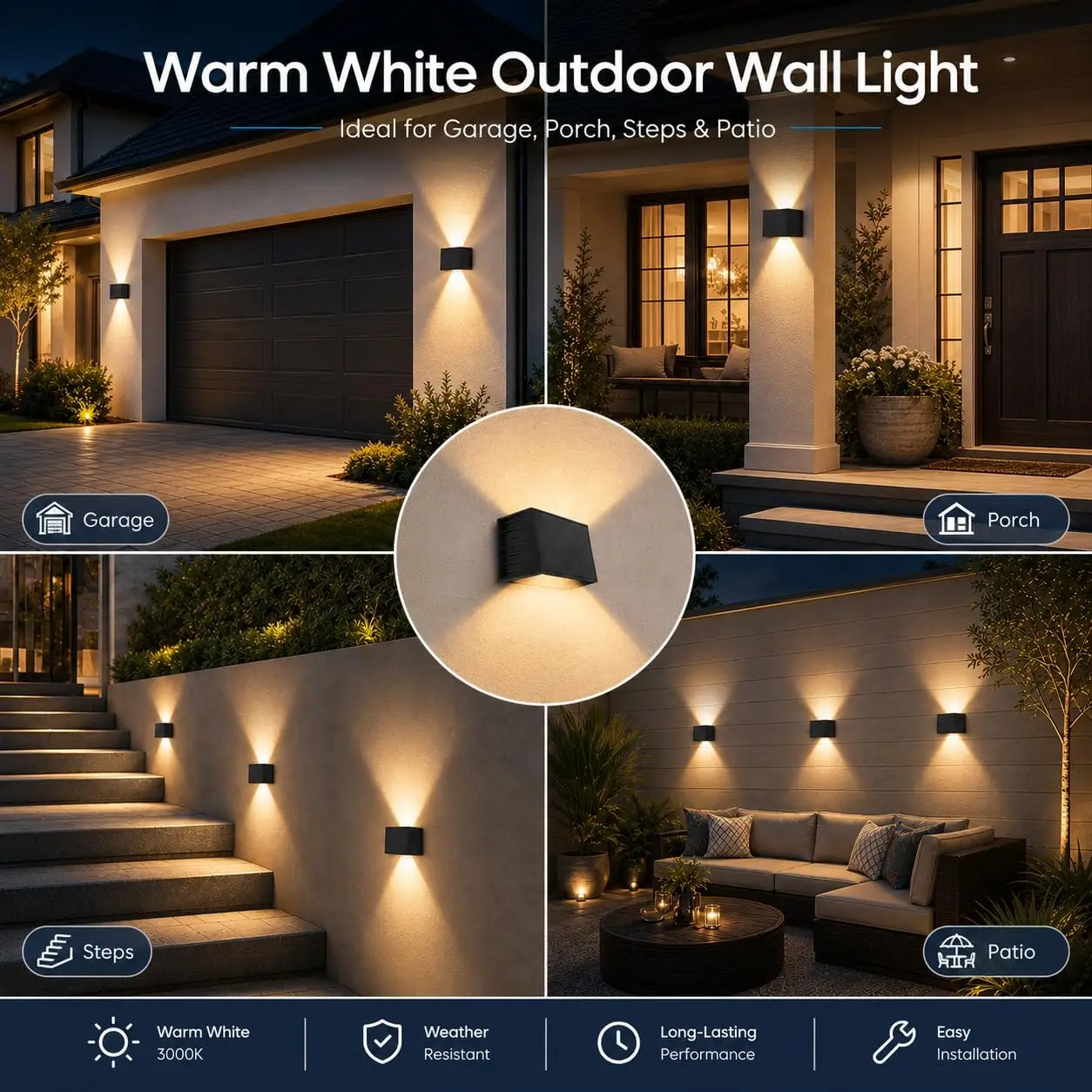 1/2pcs 3000K/RGB COB Outdoor Solar Lamp Solar Wall Light Upper and Lower Beam Angles Solar Lights Outdoor for House Number IP65