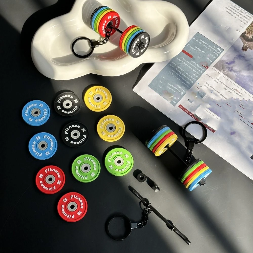 

Novelty PVC Mini Barbell Keychain Detachable Exquisite Bag Pendant Accessories Fitness Equipment Gym Feedback Gift Boy