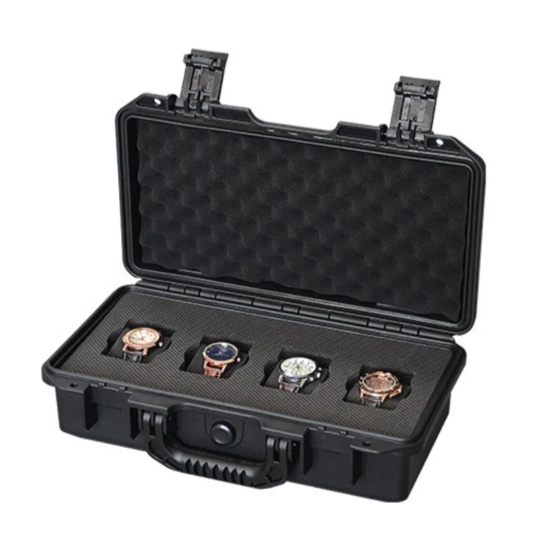 Portable Watch Storage Box Handheld Waterproof Watches Boxes Pre-Cut Sponge Safe Watches Travel Case Men's Wristwatch Organizer