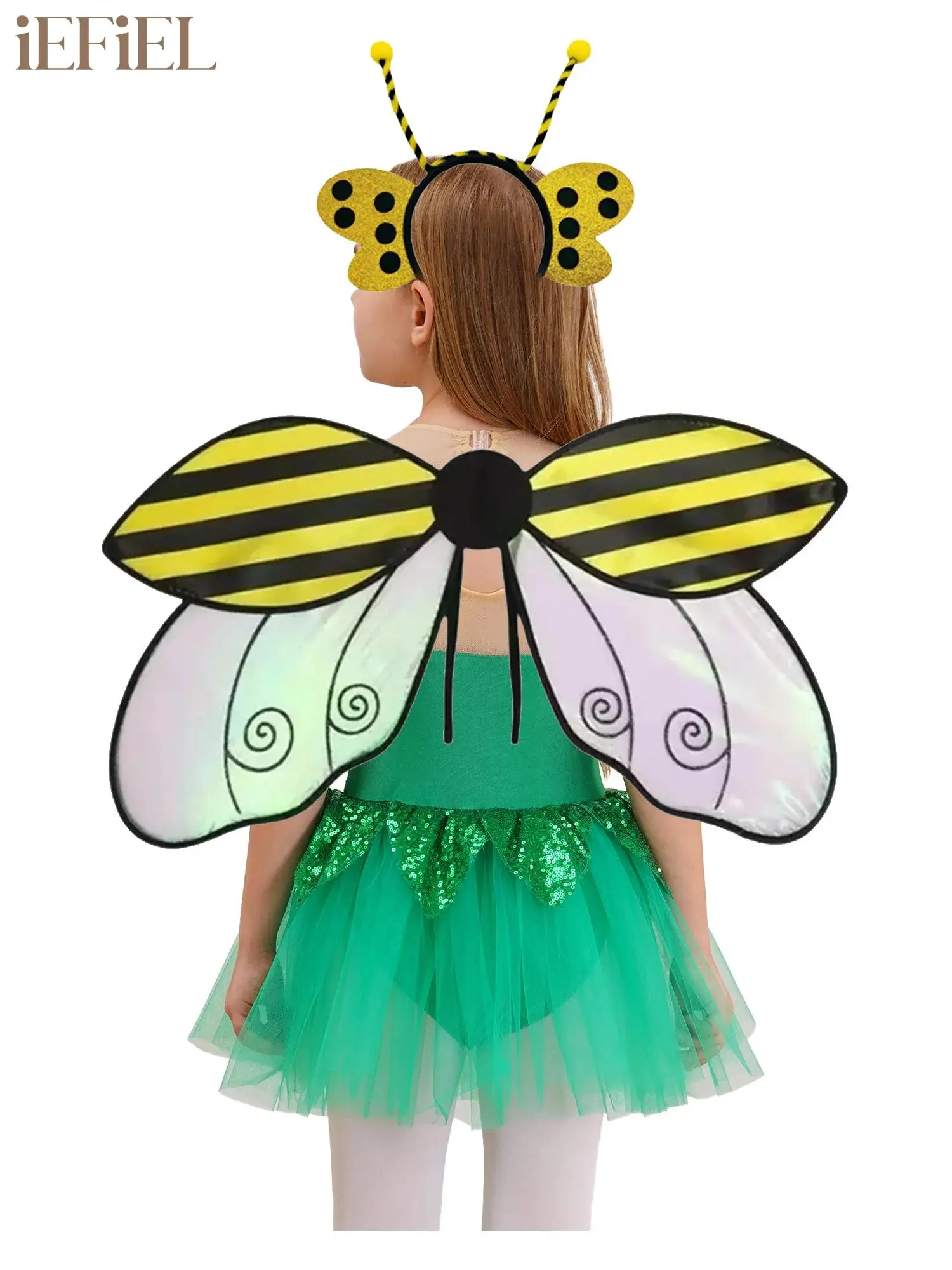 

Bee Insect Wings with Headband Lady Beetle Wings Fairy Cosplay Costume Accessories Set Funny Dress Up Fairy Props for Kids Adult
