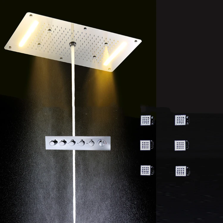 Multiple Function Led Bathroom Shower Accessories Rainfall Waterfall Shower /Body jets/Large Flow Thermostatic Shower mixer