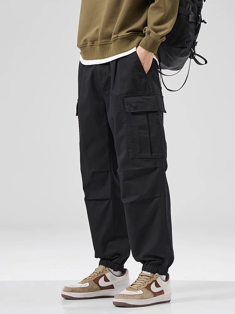 

Свободные черные рабочие брюки для мужчин, осенние новые американские функциональные десантники, прямые повседневные брюки, модные Гонконгские брюки...