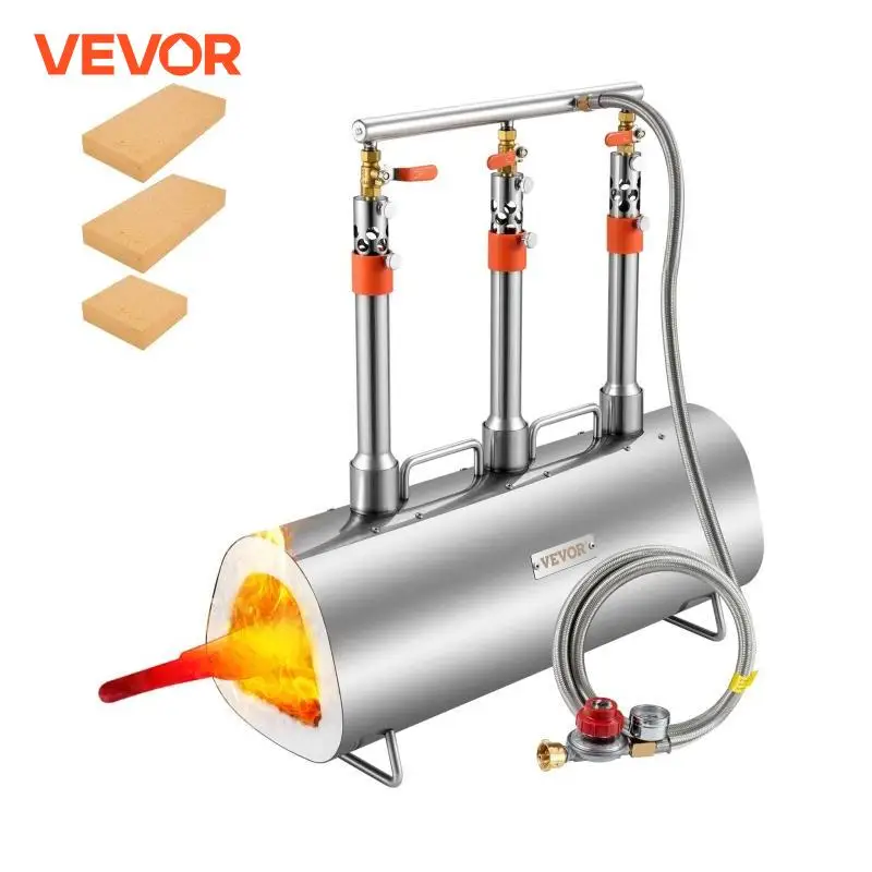 VEVOR EU Propane Forge Portable 2/3 Burner Tool and Knife Making Large Capacity Blacksmith Farrier Forges Furnace Blacksmithing