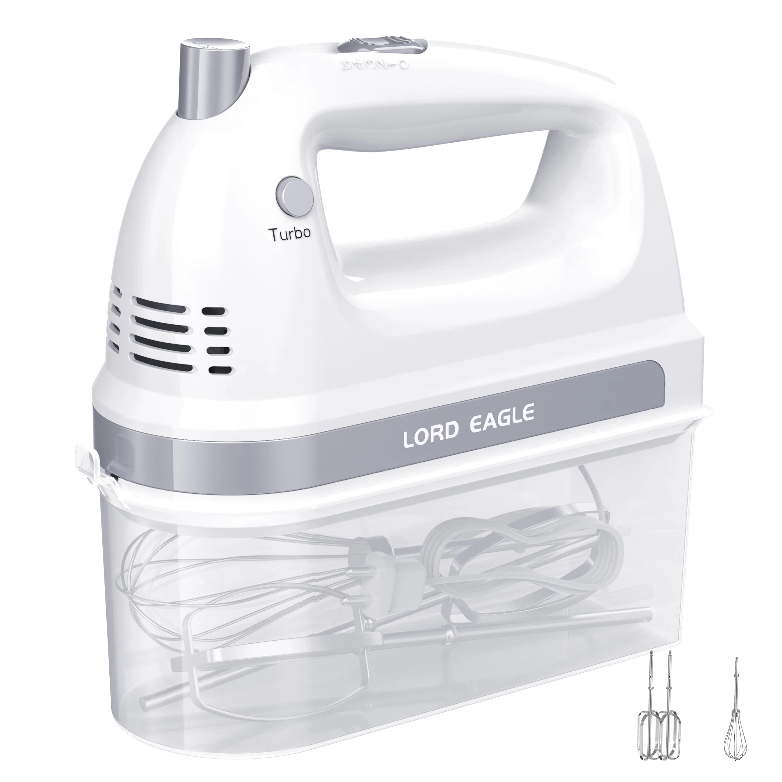 Lord Eagle 300W Mini Hand Mixer 5 Speed Electric Egg Beater With 3 Stainless Steel Attachments Storage Case Home Kitchen Baking Mixer For Cake Cream Mixing