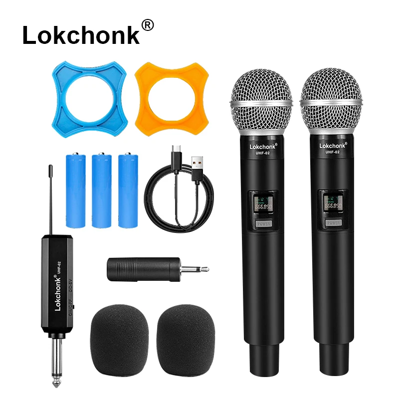 PG58 Professional Wireless Microphone 2 Channels UHF Fixed Frequency Handheld Mic Micphone For Party Karaoke Church Show Meeting