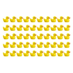 50pcs Mini Cute Resin Ducks Tiny Duck Figures Ornament Plastic Ducks Miniature Yellow Ducks for Dollhouses Garden Decoration