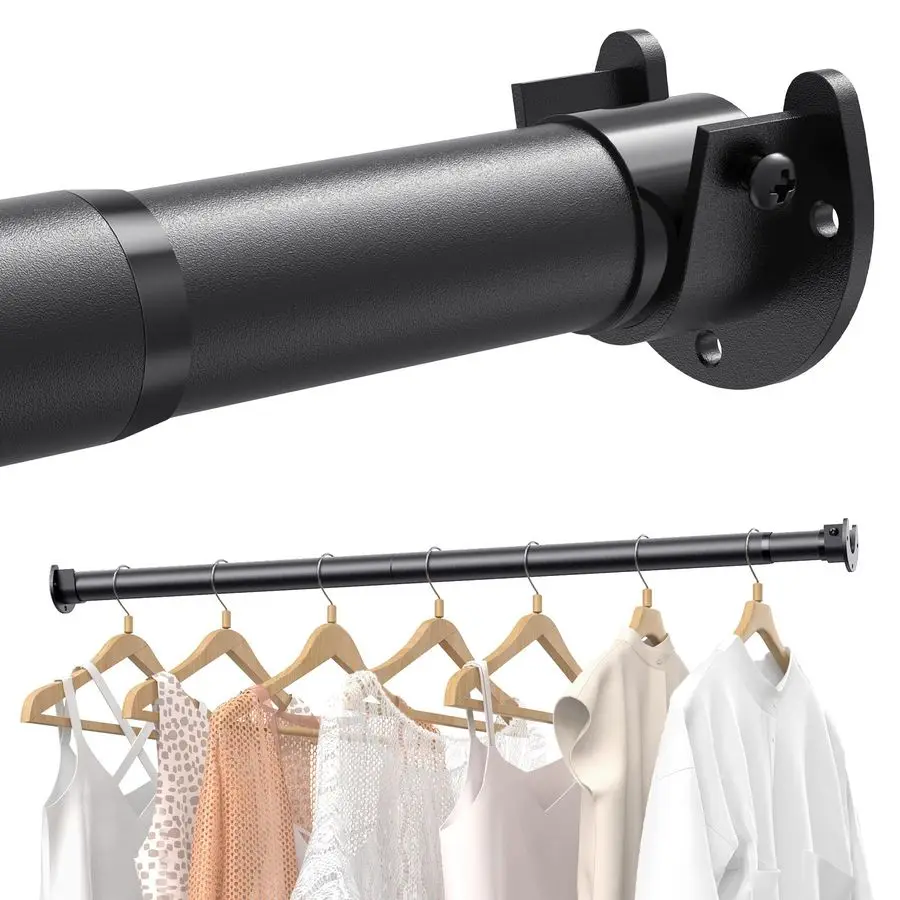 

PACK Closet Rods for Hanging Clothes, 17 to 84 Inches Stepless Adjustable Metal Closet Rod, 1.3 Inches Heavy Duty Clothes Hangin