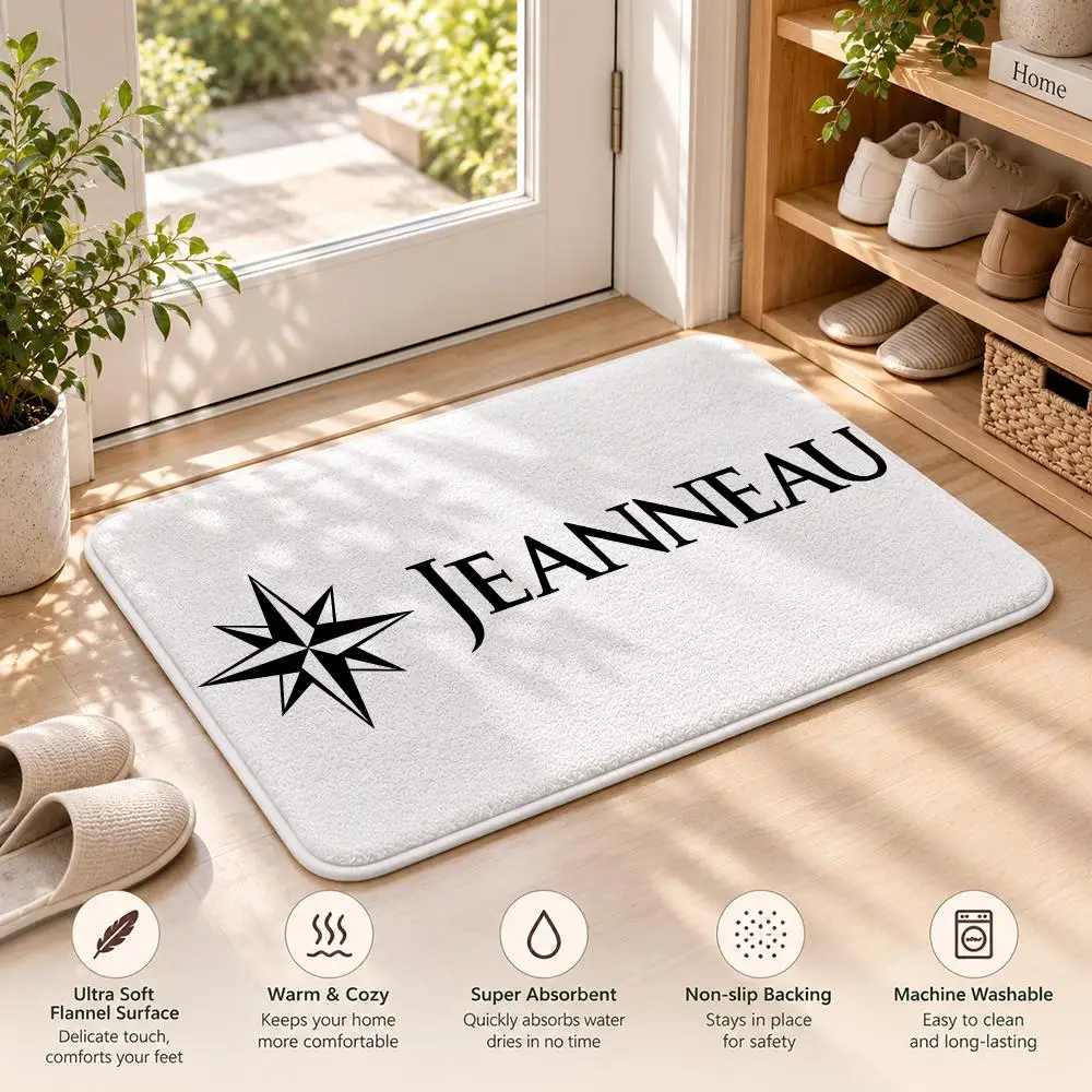 Fashion J-JEANNEAU Logo Floor Mat Flannel Rug Soft Non Slip Washable Door Mat For Bathroom Bedroom Kitchen Home Decor