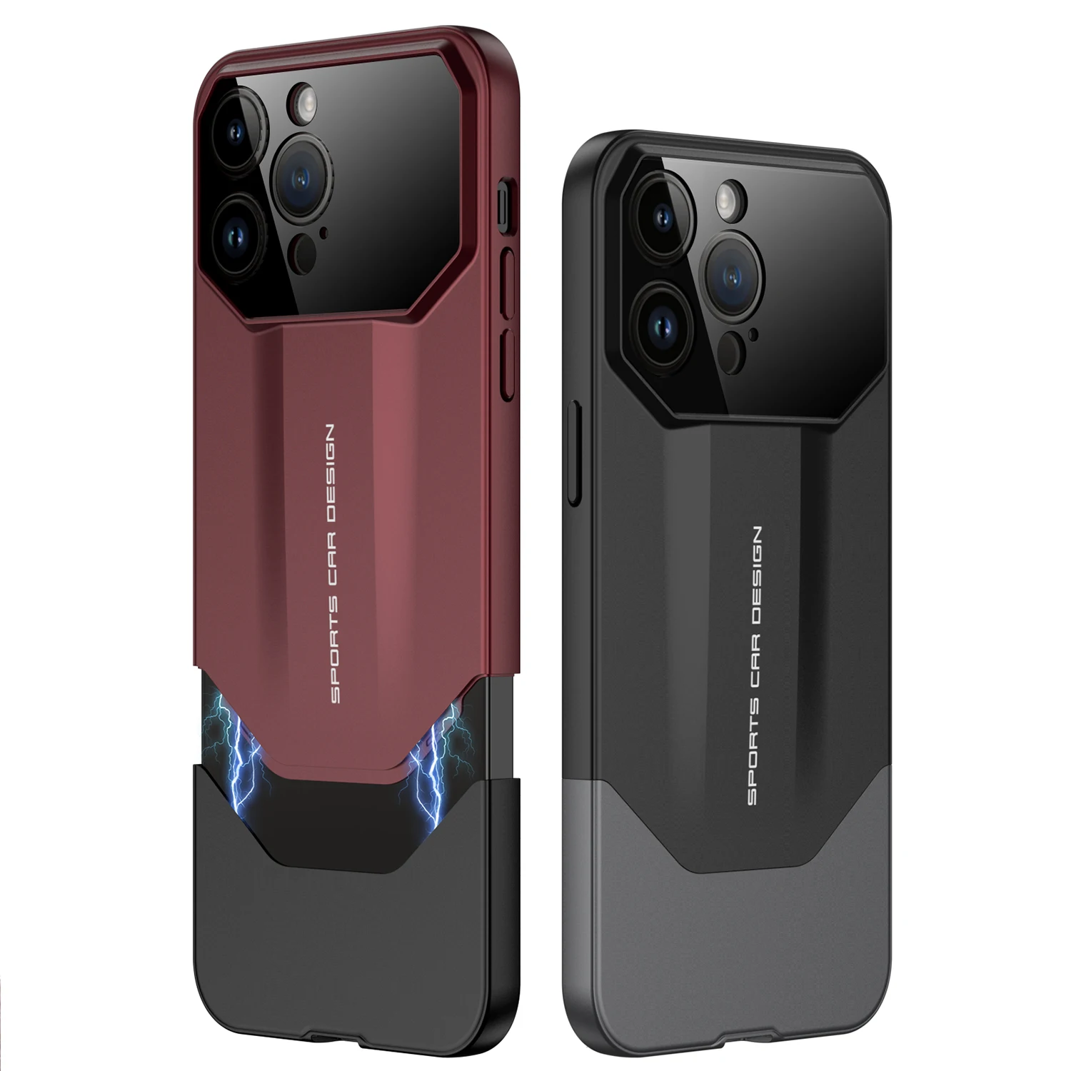 

2In1 Hard Pc Shockproof Phone Cover For iPhone 15 14 Pro Max 14pro Camera Protection Supercar Design Shell Luxury Case For Men