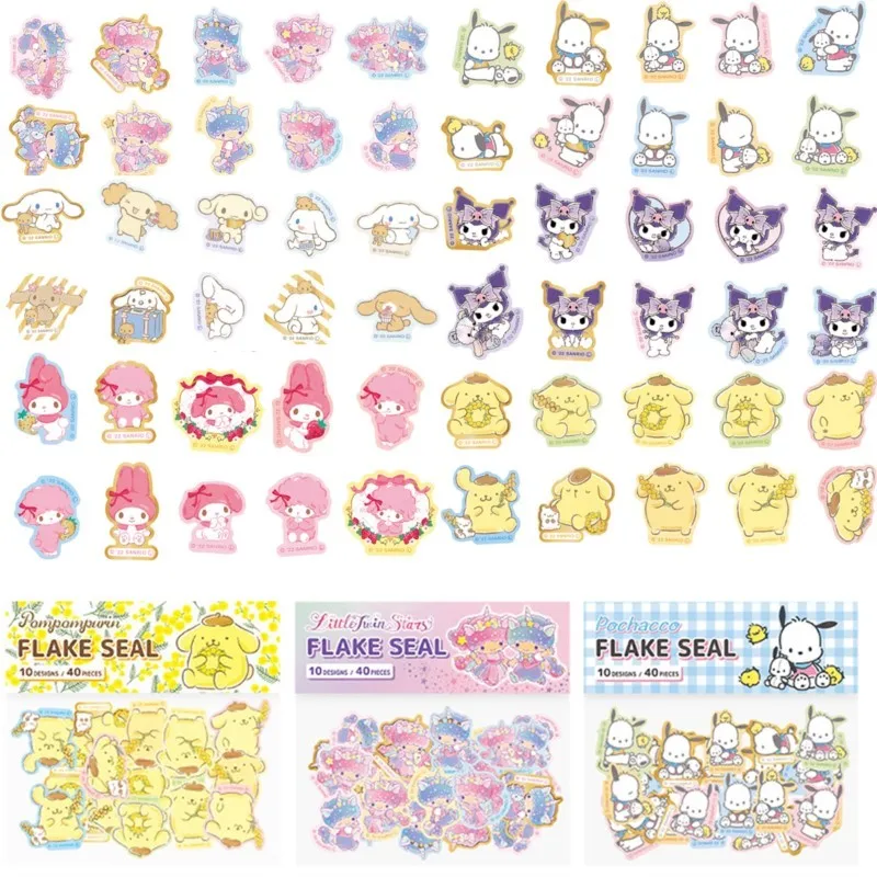 40PCS Sanrio kawaii Stickers Kuromi Hello Kitty Melody Waterproof Mini Graffiti Anime Laptop Guitar Skateboard Graffiti Sticker