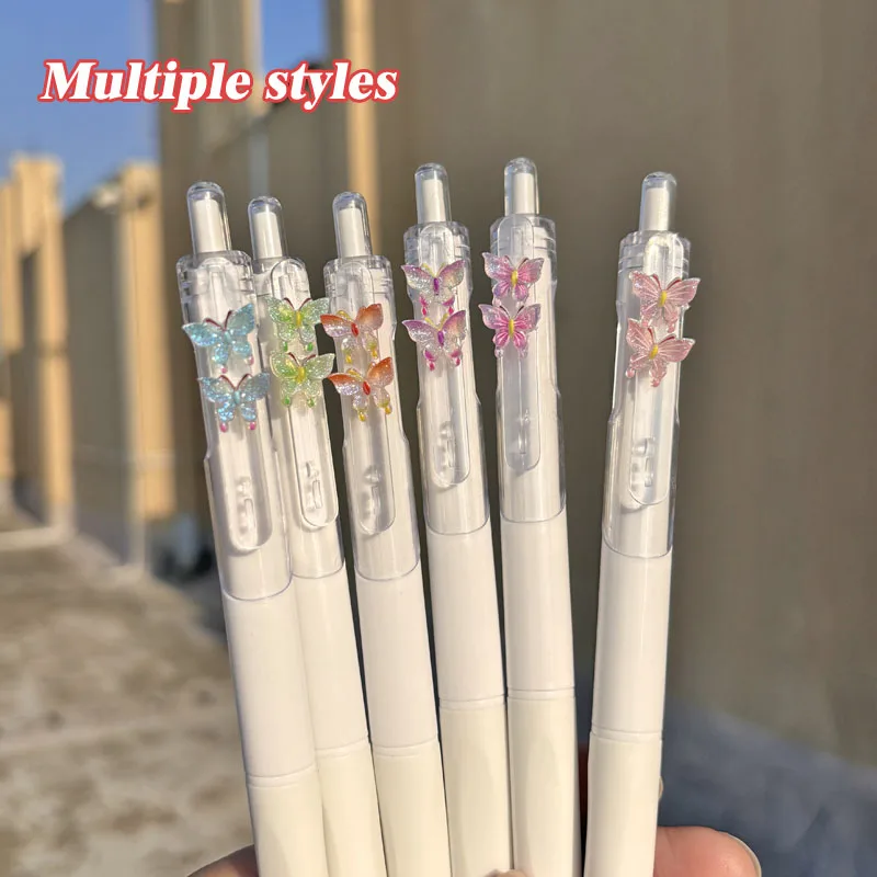 2 PCS Cartoon Butterfly Kawaii Gel Pens Animal Pens Cute School Supplies Stationery Office Gel Pen  Aesthetic Stationery Gift