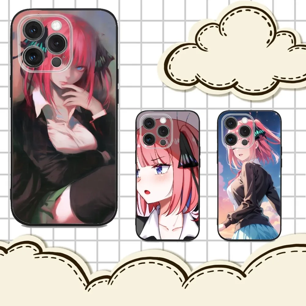 

N-Nino Nakano Anime Phone Case For iPhone 16e,16,15,14,13,12,11,Pro,X,XS,Max,XR,Plus,Mini Soft Black Cover