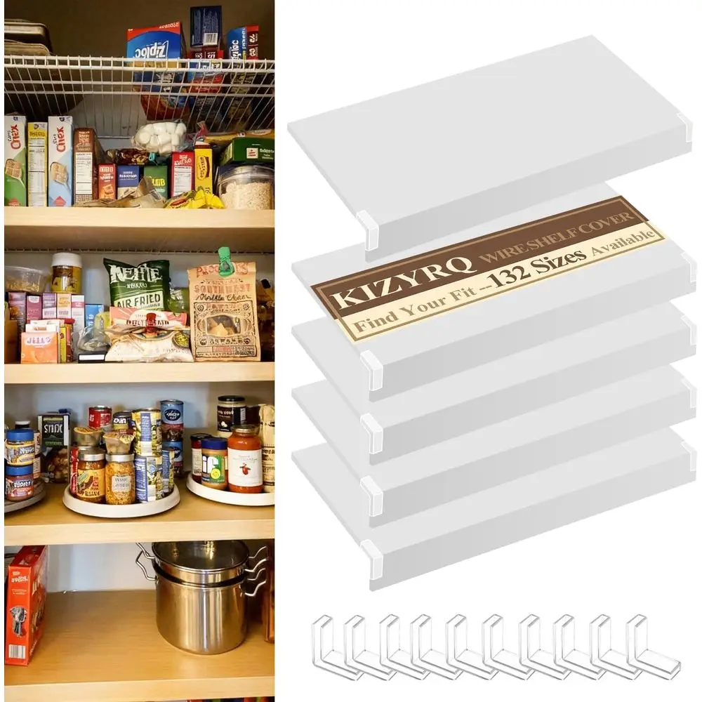 

5-Pack 43x16x3 Inch PVC Wire Shelf Covers, Durable Moisture-Resistant Pantry Organizer for Closet Storage, White
