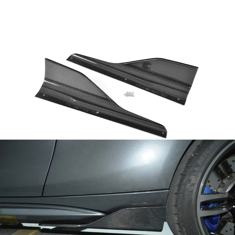 Carbon Fiber Side Skirt Splitters Lip Extensions Aprons for BMW M2C M2 F87 Competition 2016 2020 Car Extensio Rocker Panels Lip