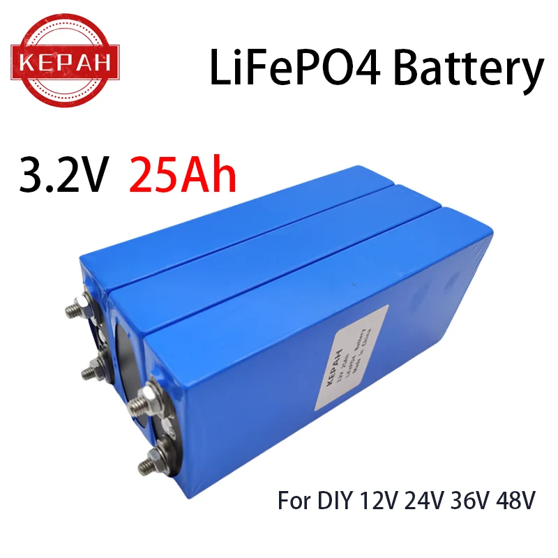 LiFePO4 3.2V 25Ah Battery Cell Lithium Iron Phosphate Deep Cycles for DIY 12V 24V 36V 48V Solar Energy Outdoors Power, EV Boats