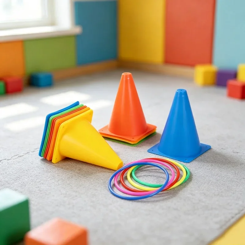 Colorful Marker Cone With Toss Ring Combo Throwing Interactive Game Gear Suitable For Indoor Outdoor Sport Coordination Training