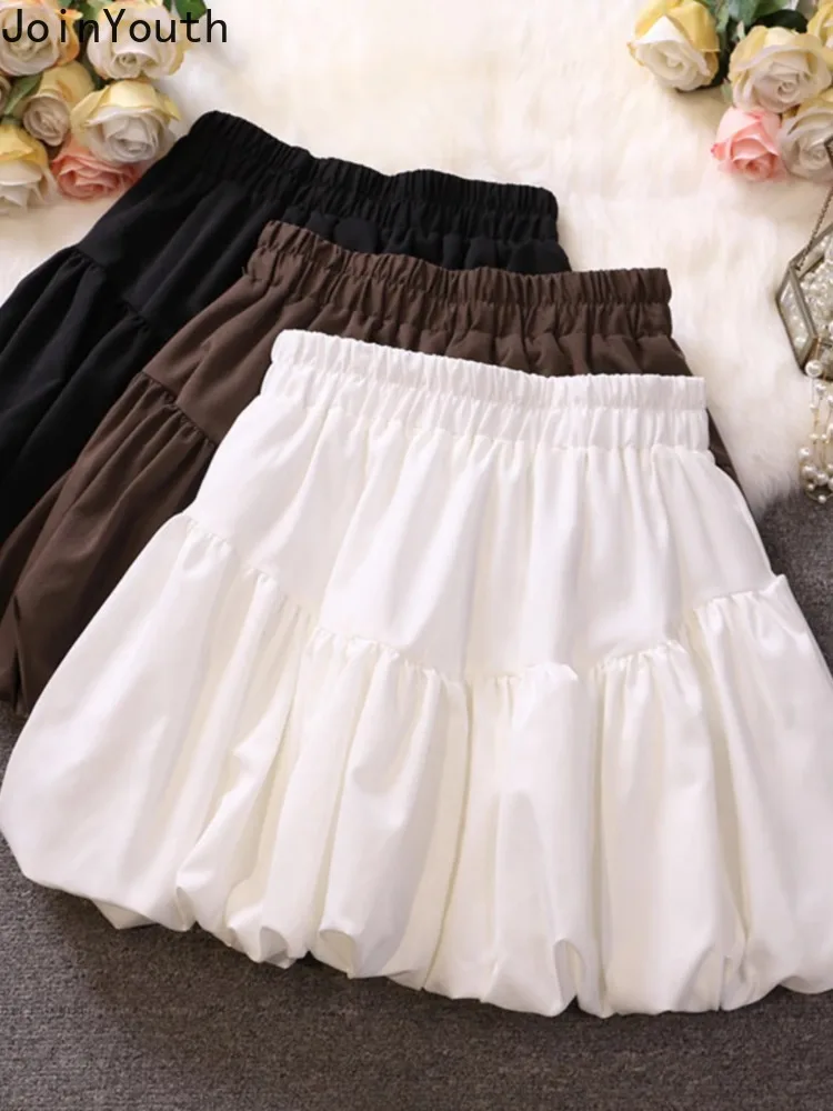 

White Skirt for Women Fashion Summer Jupe 2024 Faldas Mujer De Moda High Waist A-line Saia Korean Folds Sweet Mini Skirts 27v753