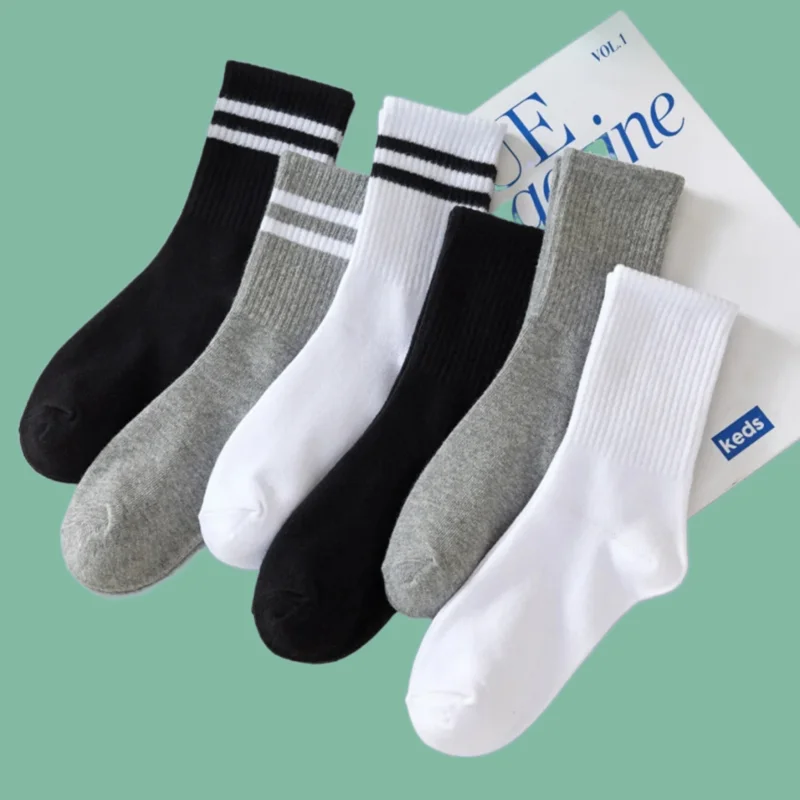 

3/6/12 Pairs Sweat Absorbent Man And Women's High Quality 2024 Women's Socks Solid Colour Mid-Tube Socks Breathable Sport Socks