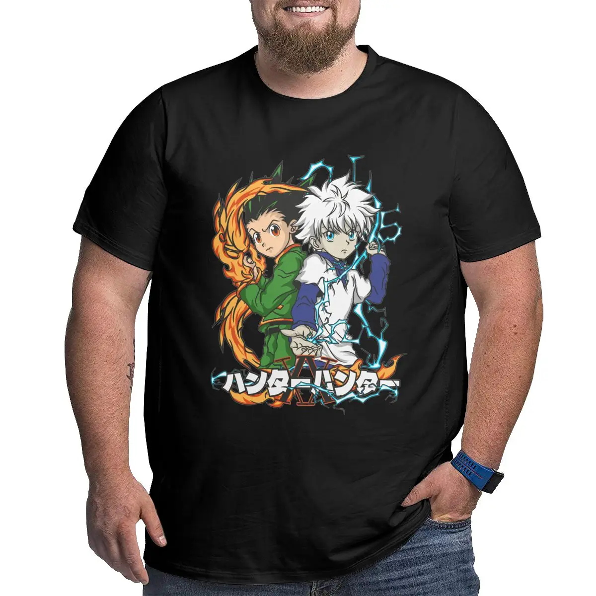 

Hunter X Hunter Anime Best Friends Men Classic T Shirts O Neck Big Tall Tees 100% Cotton printed Large 4XL 5XL 6XL graphic